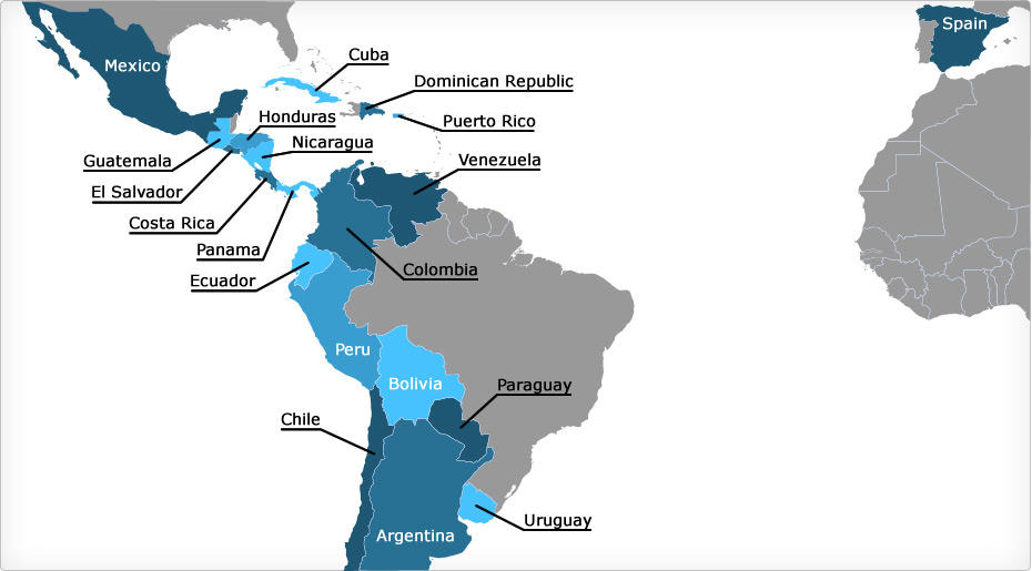 Spanish Speaking Countries Worksheet Map